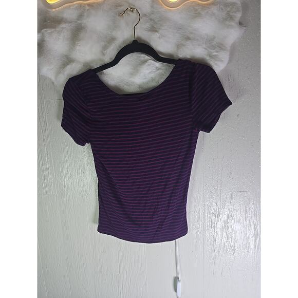 Y2K Babydoll Cropped Henley Cap Sleeve Forever 21 Medium Shirt 90s Casual Fall - Picture 6 of 6